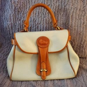 Dooney & Bourke Cream and Tan Leather Satchel 11 x 6 x 8 high.